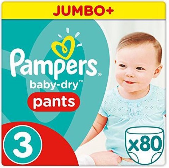 Pampers Broekjes Baby Dry Pants Maat-3 Midi 6-11kg Jumbo Pluspack 80-Luiers  | bol.com