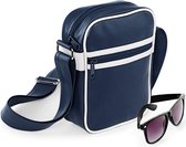 Bagbase Original retro across body bag, Kleur French Navy/ White