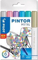 Pilot Pintor Metallic Verfstiften Set - Metal Set - Extra Fijne marker met 2,3mm punt - Inkt op waterbasis - Dekt op elk oppervlak, zelfs de donkerste - Teken, kleur, versier, markeer, schrijf, kalligrafeer…