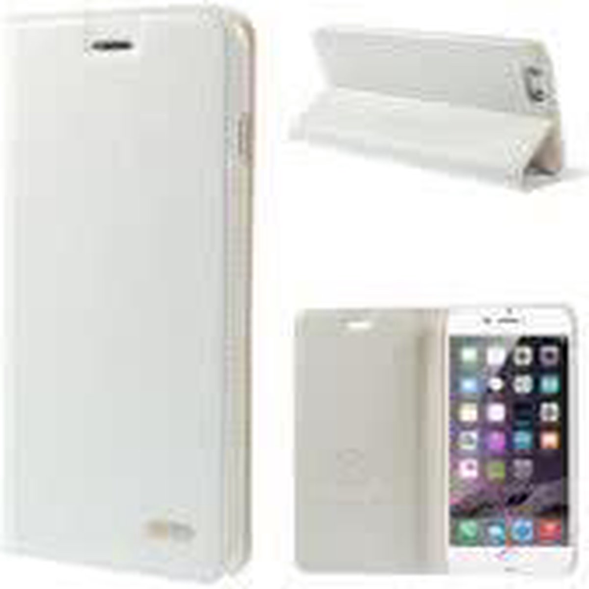 Kaiyue leder wallet case Telefoonhoesje Geschikt voor: iPhone 6 wit