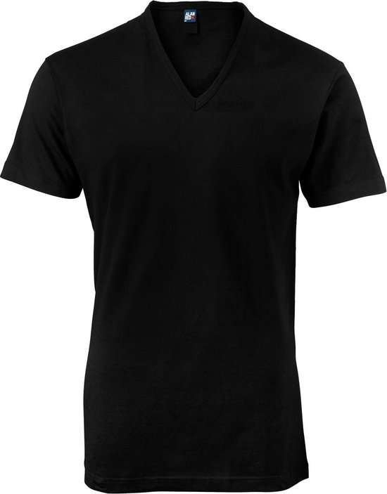 Alan Red Stretch T-shirt diepe V-hals, No Neck, zwart