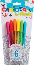 20x Carioca balpen Fiorella, blister met 6 stuks in geassorteerde kleuren