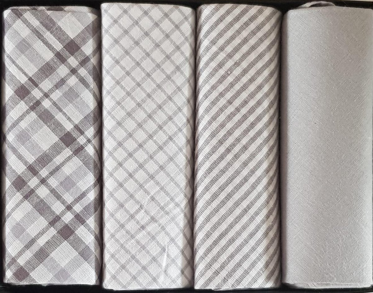 Zakdoeken Set 4 stuks Design Kleuren - 40 X40 cm 100% katoen - Heren Zakdoeken
