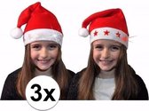 3 lichtgevende kerstmutsen voor kinderen met rode sterretjes - kerstmuts