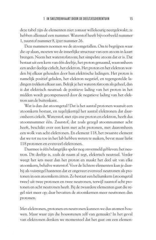 Pagina met tekst over atomen en hun samenstelling.