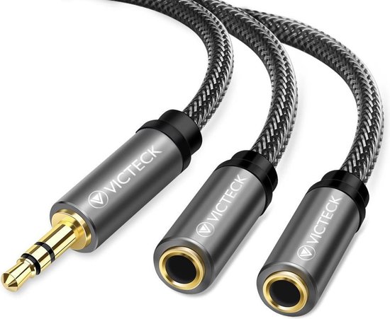 Victeck Audio Y Splitter Cable 3.5 mm Male to 2x 3.5 mm Female Headset  Stereo Audio... | bol.com