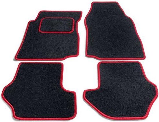 PK Automotive Complete Velours Automatten Zwart Met Rode Rand Ford Focus C-Max 2007-2011