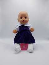 B-Merk Baby Born jurk paars met witte broek en kraag