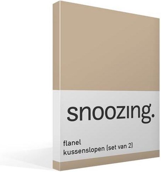 Snoozing - Flanel - Kussenslopen - Set van 2 - 60x70 cm - Camel