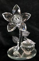 Kristal glas bloem met appel luxe top kwaliteit witte kleuren 11x7.5x18cm handgemaakt Echt ambacht.
