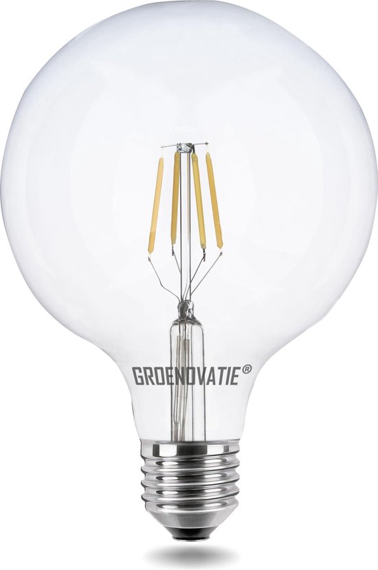 Groenovatie LED Filament Globelamp - 4W - E27 Fitting - Extra Warm Wit - Dimbaar - 125 mm