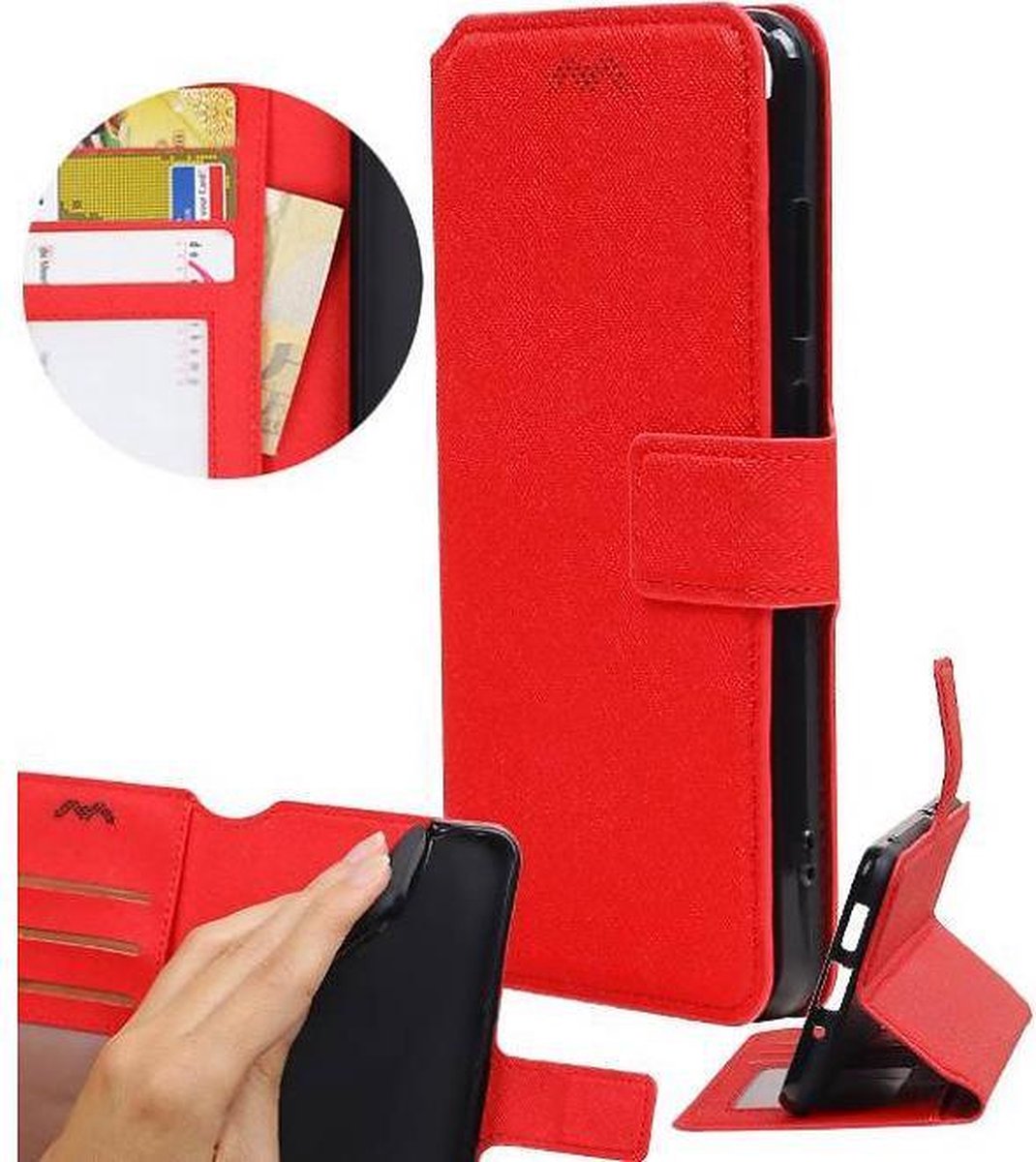 Cross Pattern Booktype wallet case Geschikt voor Huawei P8 Lite 2017 Rood