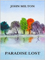 Couverture de livre avec illustration aquarelle d'arbres de différentes couleurs et leur reflet dans l'eau. Texte : JOHN MILTON, PARADISE LOST.
