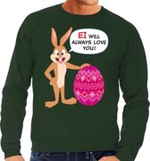 Groene Paas sweater  Ei will always love you - Pasen trui voor heren - Pasen kleding M