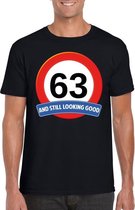 Verkeersbord 63 jaar t-shirt zwart heren S