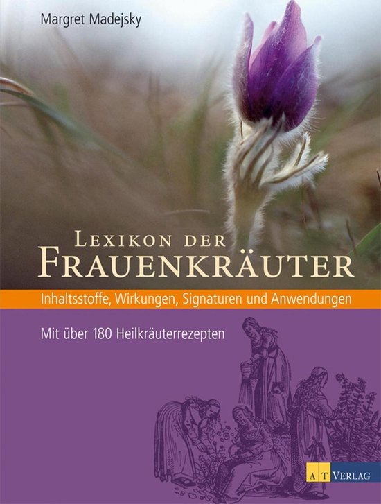 Boekomslag van 'Lexikon der Frauenkräuter' door Margret Madejsky, met een paarse bloem en tekst.