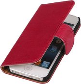 Echt Leer Bookcase Roze - Apple iPhone 4 / 4S