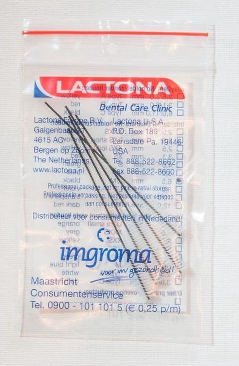 Lactona Interdentaal Ragers Large/Medium 6,5mm - Zwart - 5 x 5 Stuks - Voordeelpakket