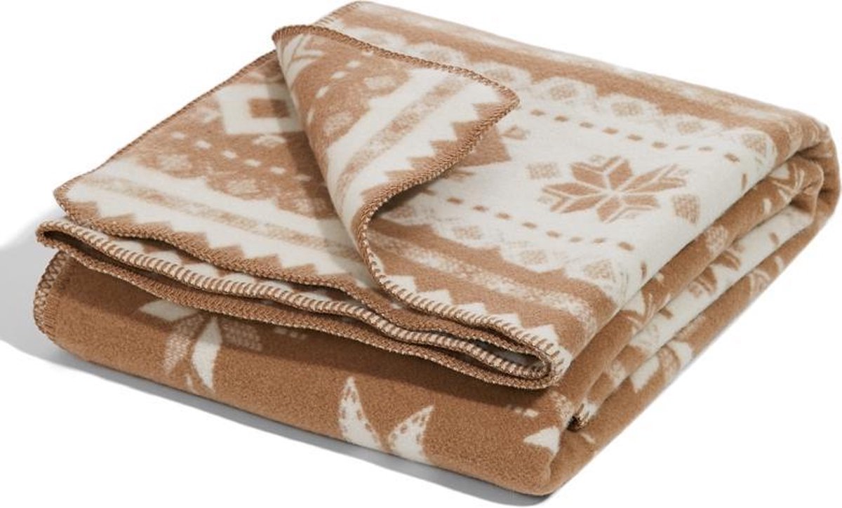 Most Wollen deken Winter - 200 x 220 cm - Beige wolwit-beige