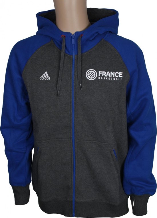 Adidas Hoody France Basketball Heren Grijs/blauw Maat M