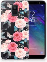 Geschikt voor Samsung Galaxy A6 (2018) Uniek TPU Hoesje Butterfly Roses