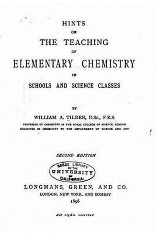 Hints on the Teaching of Elementary Chemistry in Schools and ... - cover