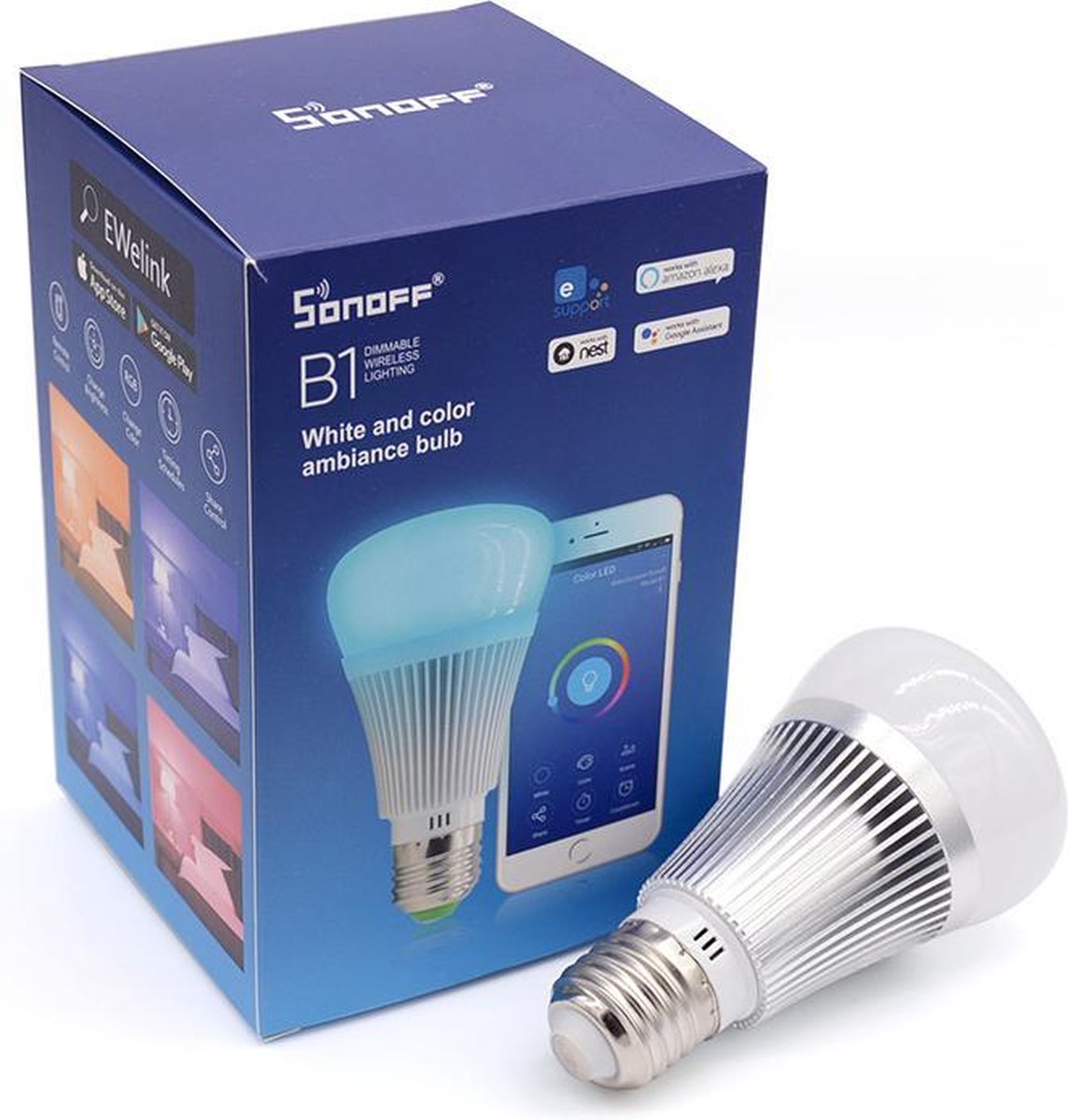 Dimbare LED lamp wit en kleur (RGBW) E27 via Wifi / met telefoon App /  geschikt voor... | bol.com