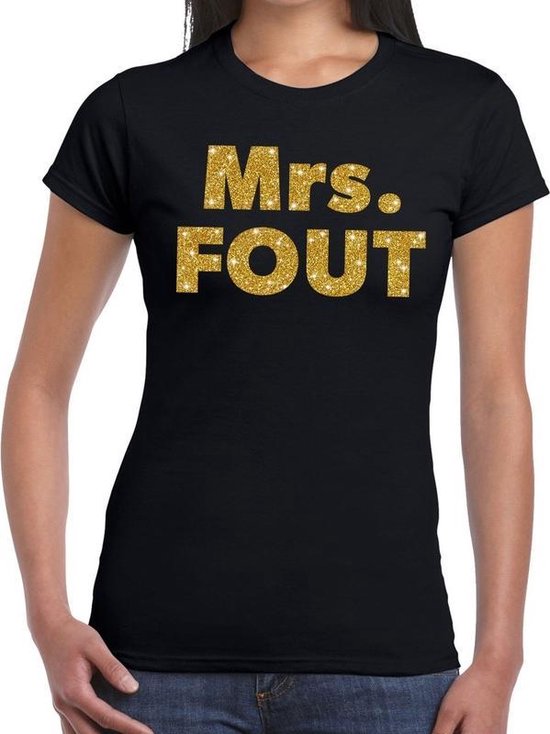 evenaar Gecomprimeerd blad Mrs. Fout gouden glitter tekst t-shirt zwart dames - Foute party kleding  XXL | bol.com