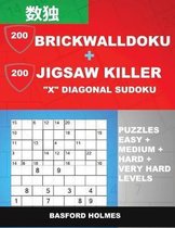 200 BrickWallDoku + 200 Jigsaw Killer X Diagonal Sudoku. Puzzles easy + medium + hard + very hard levels.