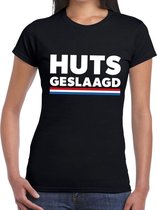 HUTS geslaagd met Hollandse vlag tekst t-shirt zwart dames - Geslaagd/ afgestudeerd cadeau M