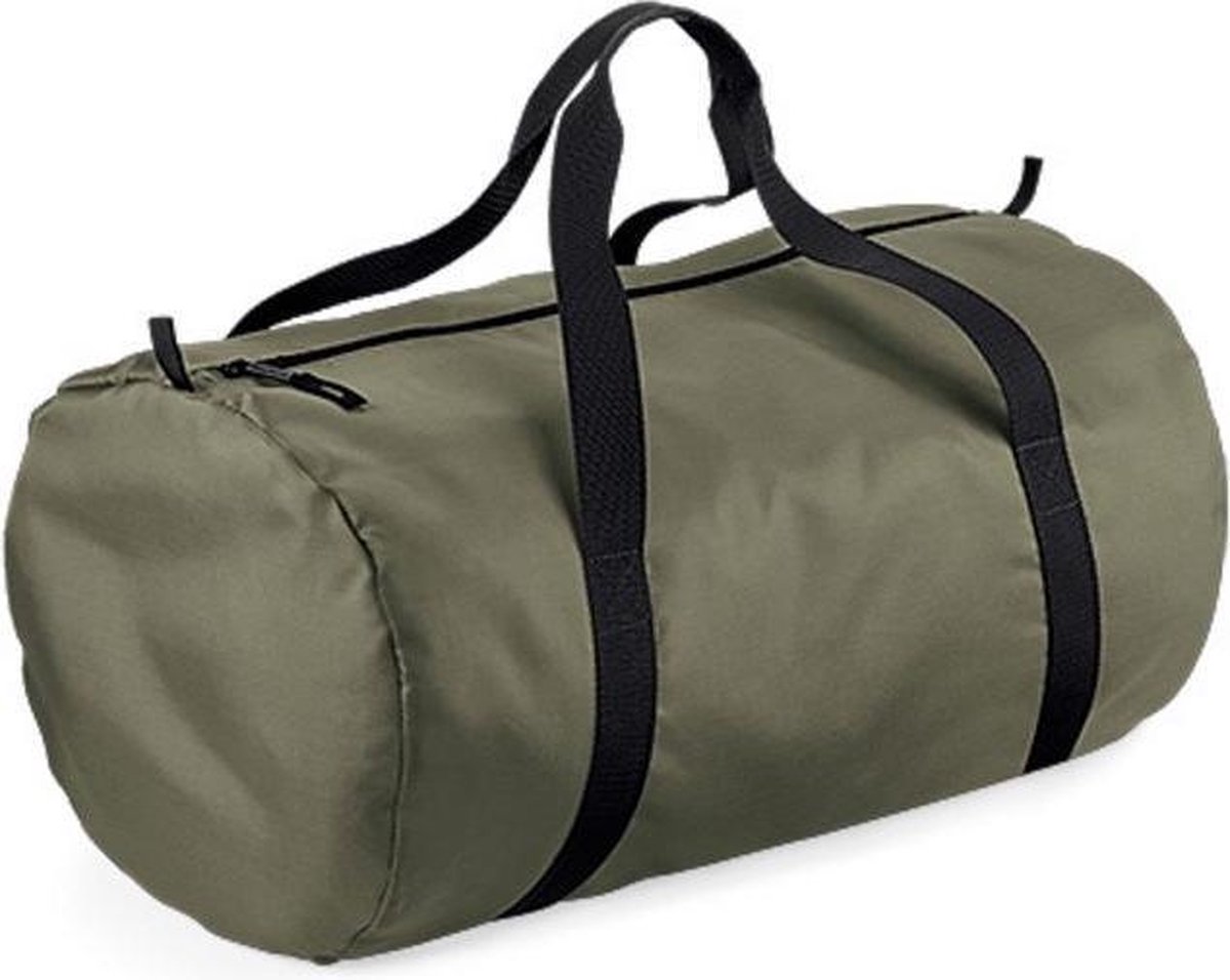 Bagbase Klein opvouwbare ronde sporttas, Kleur Olive Green/ Black