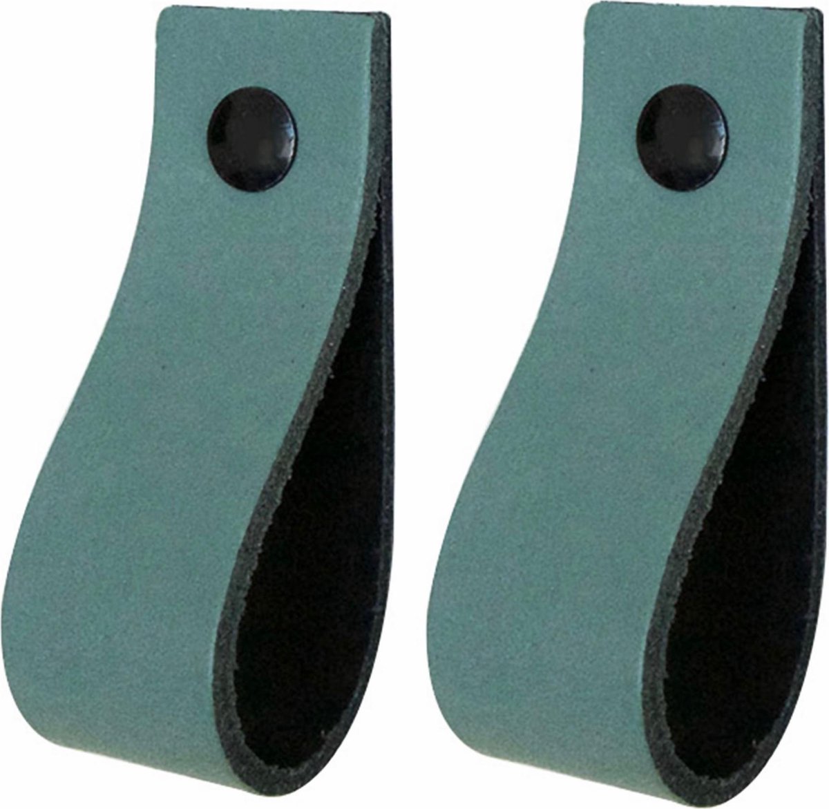 2x Leren handgrepen 'de lus' - maat M (19 x 2,5 cm) -  VAALGROEN - incl. 3 kleuren schroefjes (handgreepjes - leren grepen - greepjes - leren lusjes)