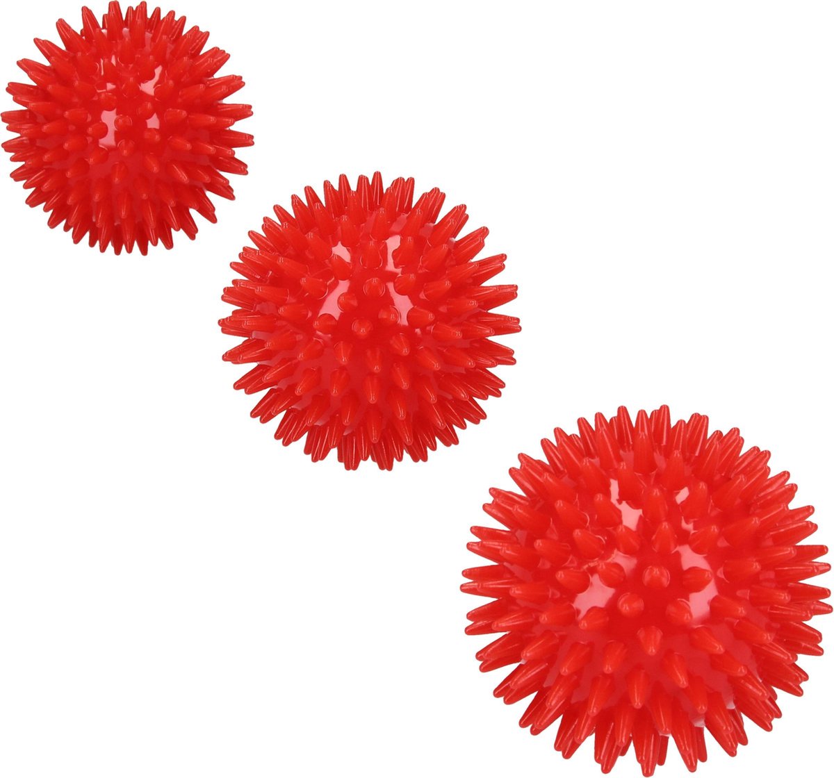 Goedkoopste Massagebal Professionele Triggerpoint bal 3 Stuks 8cm – Hoge Dichtheid Massage Stekels – Lacrossebal – Rood
