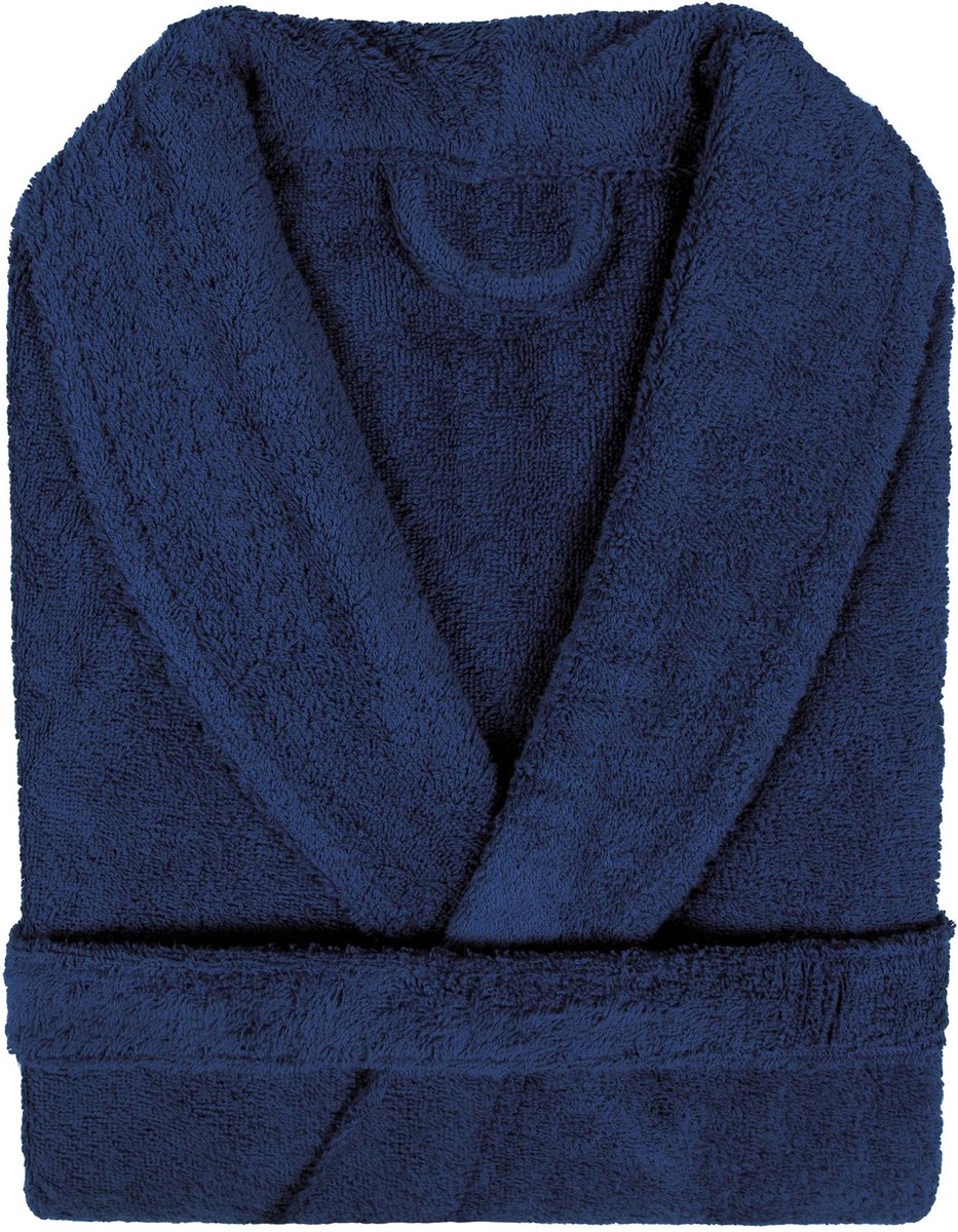 Badjas Badstof Uni Pure Royal met Shawlkraag Donker Blauw col 2094 Maat M