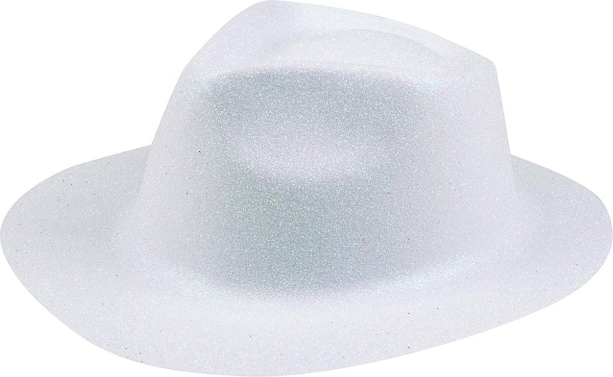Vegaoo - Witte glitter hoed voor volwassenen