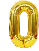 XL nummer 0 folie cijfer ballon goud 100cm / 40inch | nummerballon | cijferballon
