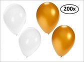 Ballonnen helium 200x goud en wit - ballon helium lucht trouwen huwelijk jubileum festival verjaardag party goud wit