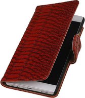 Huawei P8 Snake Slang Booktype Wallet Hoesje Rood - Cover Case Hoes