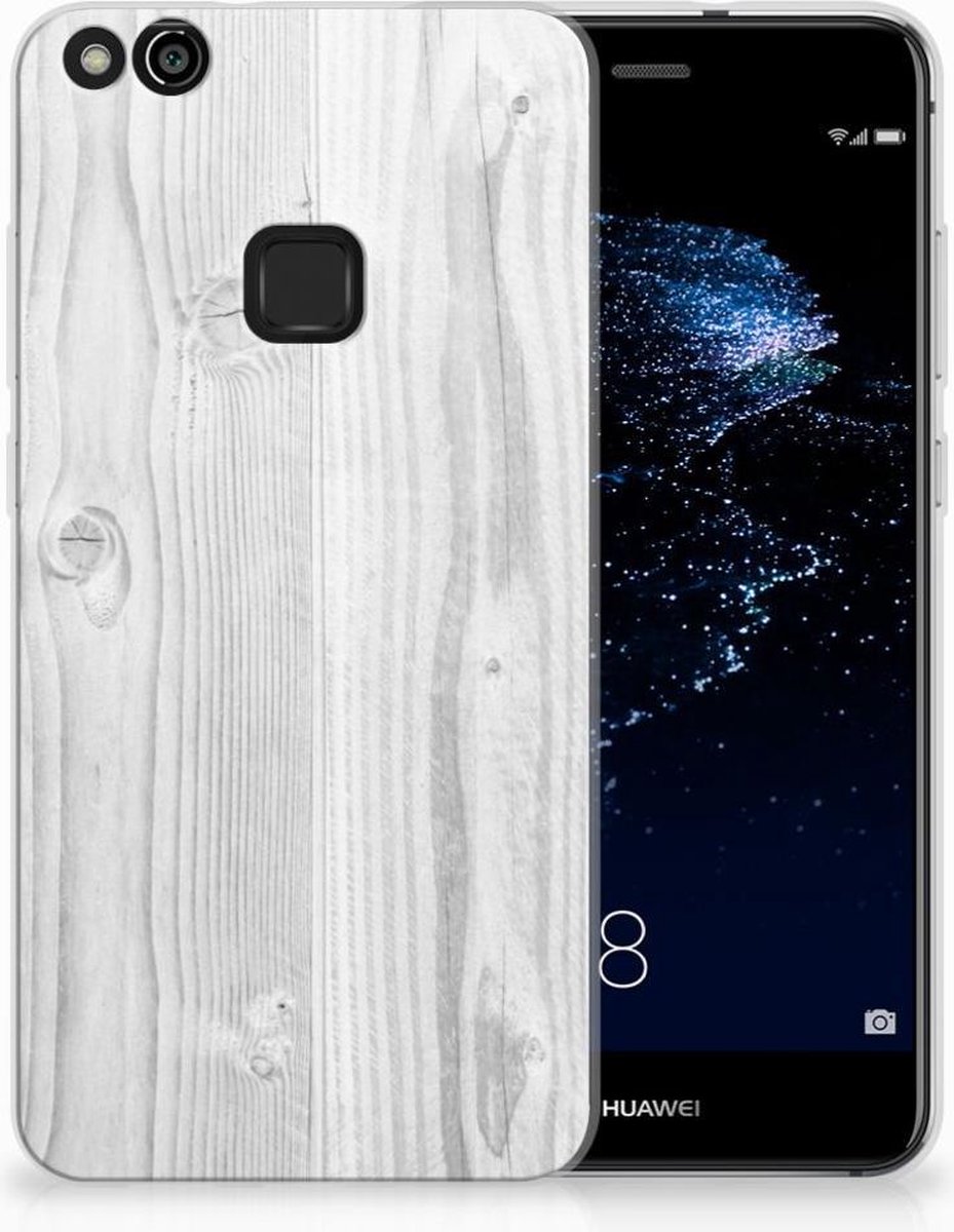 Back Cover voor Huawei P10 Lite Bumper Hoesje White Wood