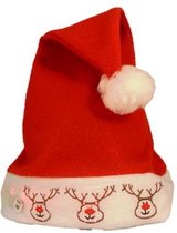 Kerstmuts Met Fibre Optic Light Rendierincl 3 Knoopcelbatt - Adult One Size