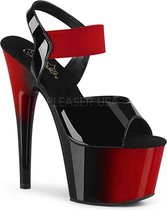 Pleaser Sandaal met enkelband, Paaldans schoenen -37 Shoes- ADORE-714BR Paaldans schoenen Zwart/Rood