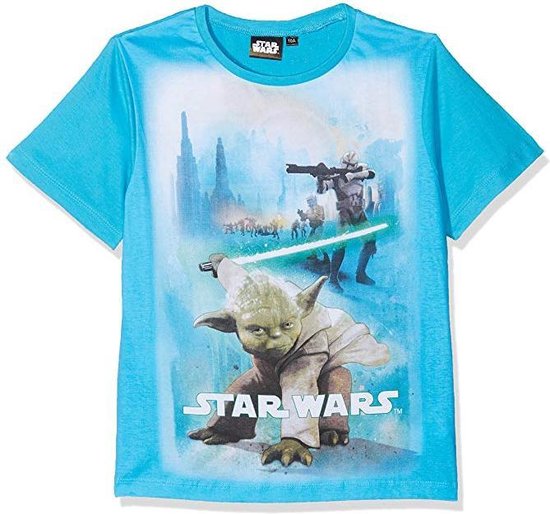 Disney Star Wars 8 – Kinder/Kleuter/Tiener – Yoda – T-shirt – blauw – maat 3/4 jaar (98/104)