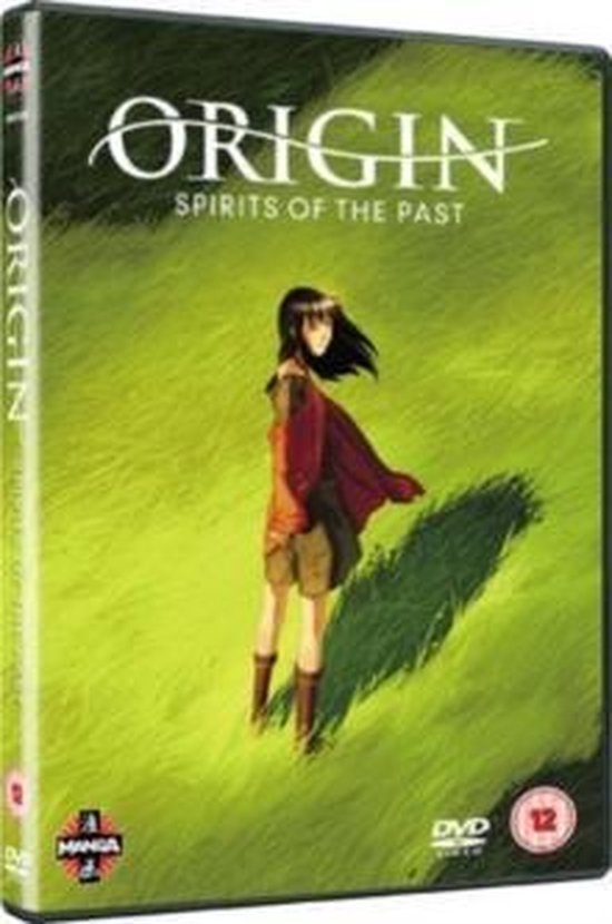 DVD hoes van "Origin Spirits Of The Past" met een anime meisje in een grasveld.