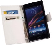 LELYCASE Bookstyle Wallet Case Flip Cover Bescherm Sony Xperia Z1 Wit