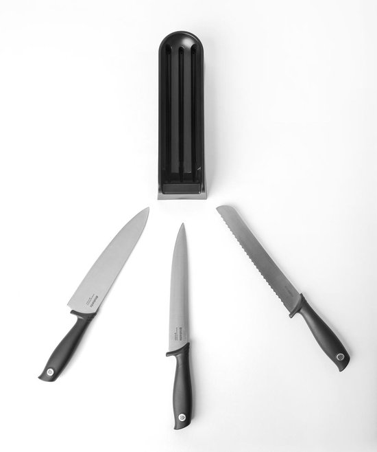 Brabantia Tasty+ porte-couteaux pour tiroir et 3 couteaux - Dark Grey