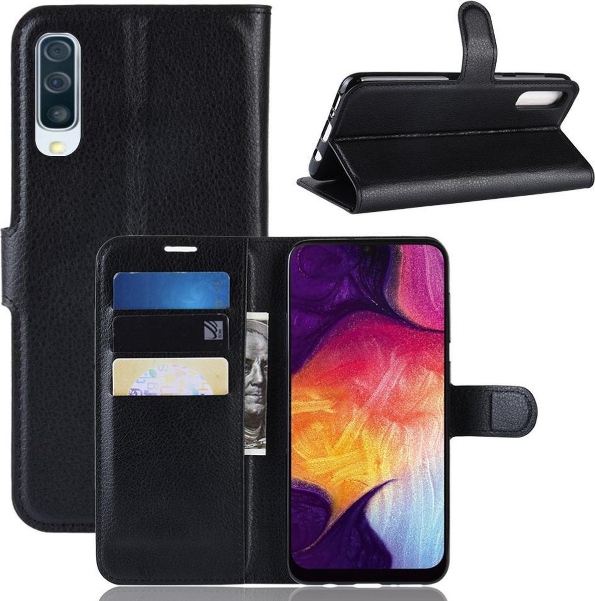 Book Case - Geschikt voor Samsung Galaxy A50 / A30s Hoesje - Zwart
