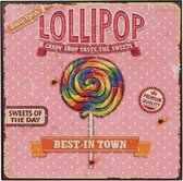 Lollipop Best In Town Retro - Schilderij - 25 x 25 cm - hout - multi