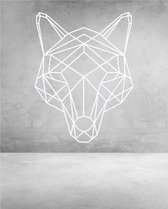 Wolf Geometrisch Hout 50 x 67 cm White - Wanddecoratie