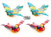 12x Mus gespreide vleugels multi colour 2 assortie