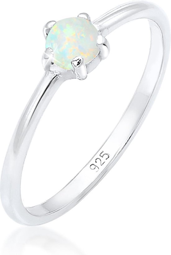 Elli Ringen basic bandring synthetische opaal geo 925 zilver